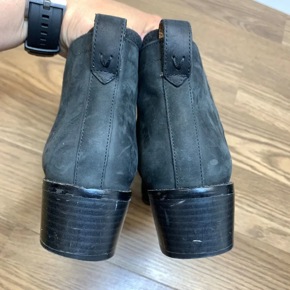 Vionic Joslyn‎ Black Leather Ankle Boots Booties Wool Trim Zip Up Women's Size 9